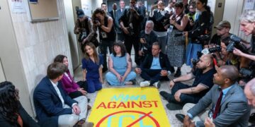 В Нью-Йорке 12 политиков задержали на протесте в поддержку мигрантов